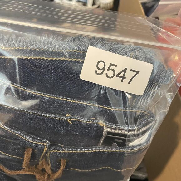 Rave Skirt Jumiors 15 Blue Denim Lace-Up Raw Hem Slit Midi Jean Y2K Vintage - Picture 9 of 9